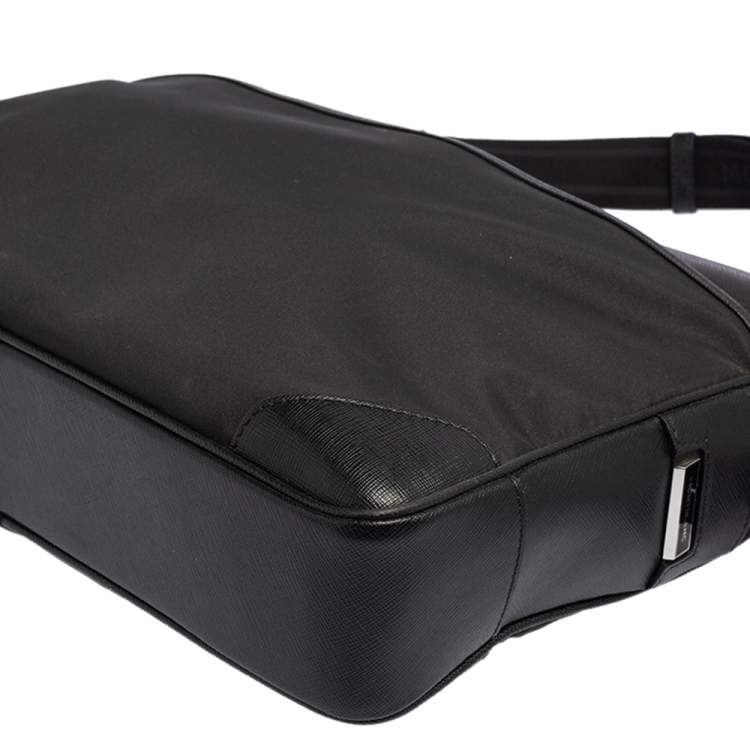 Pre Owned Montblanc Black Nylon and Leather Meisterstuck Briefcase Laptop Bag