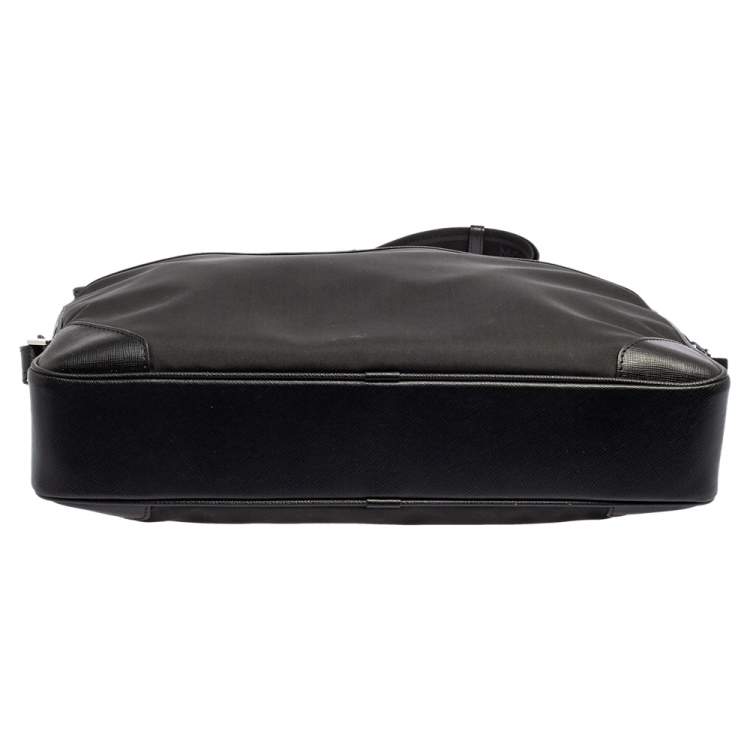 Pre Owned Montblanc Black Nylon and Leather Meisterstuck Briefcase Laptop Bag