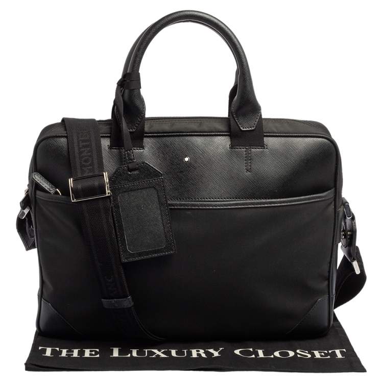 Pre Owned Montblanc Black Nylon and Leather Meisterstuck Briefcase Laptop Bag