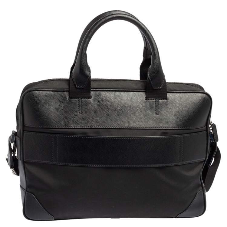 Pre Owned Montblanc Black Nylon and Leather Meisterstuck Briefcase Laptop Bag
