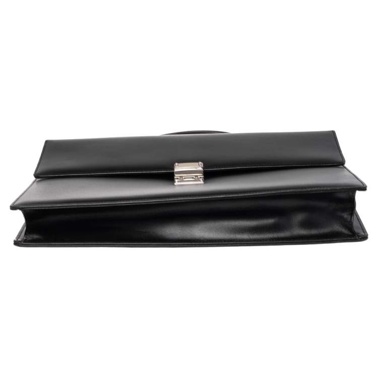 Pre Owned Montblanc Black Leather Meisterstück Double Gusset Briefcase