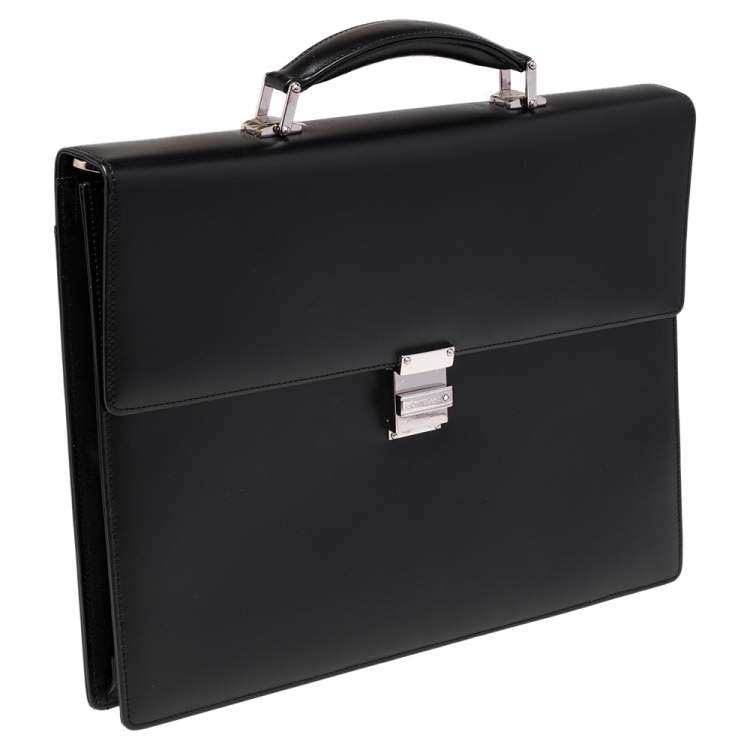 Pre Owned Montblanc Black Leather Meisterstück Double Gusset Briefcase