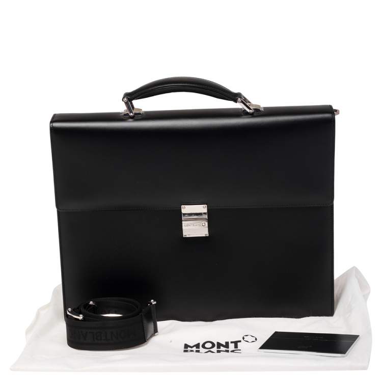 Pre Owned Montblanc Black Leather Meisterstück Double Gusset Briefcase