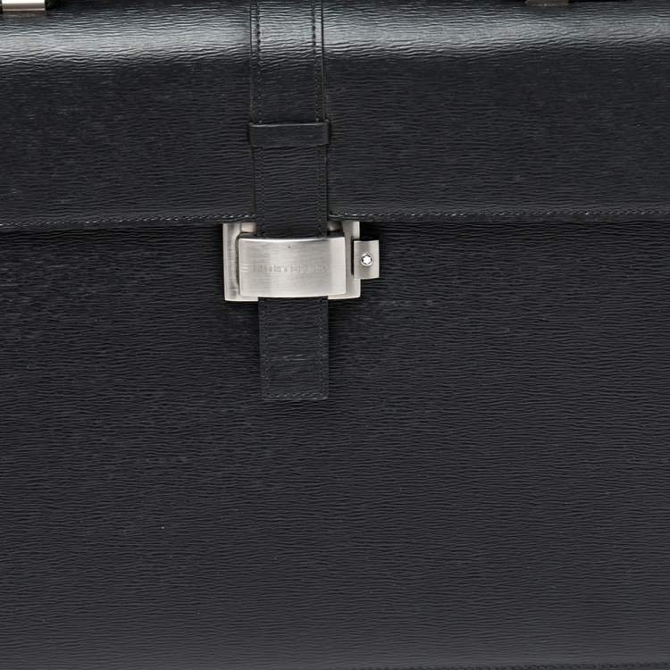 Pre Owned Montblanc Black Leather 4810 Westside Single Gusset Briefcase 