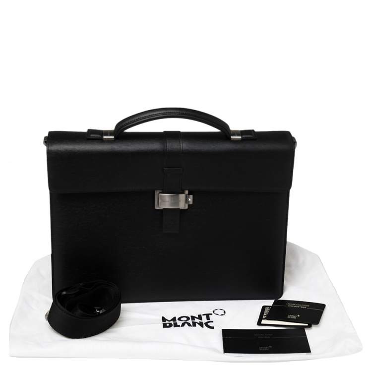 Pre Owned Montblanc Black Leather 4810 Westside Single Gusset Briefcase 