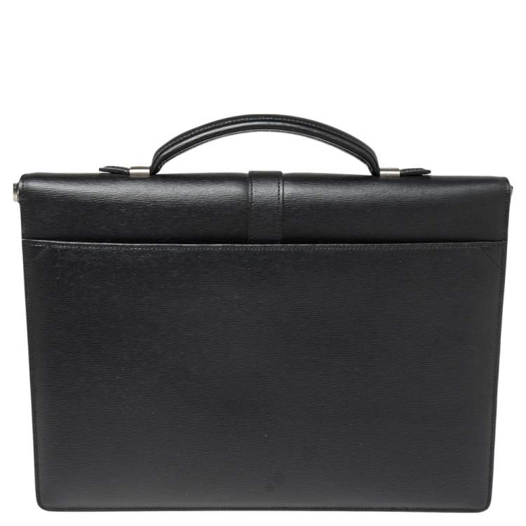 Pre Owned Montblanc Black Leather 4810 Westside Single Gusset Briefcase 