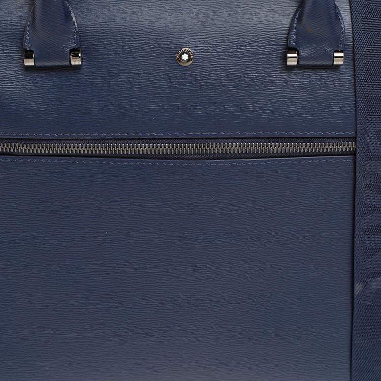 Pre Owned Montblanc Blue Leather Large Westside Document Briefcase