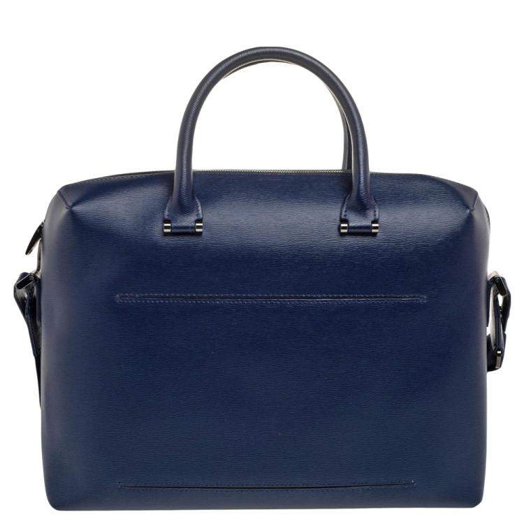 Pre Owned Montblanc Blue Leather Large Westside Document Briefcase
