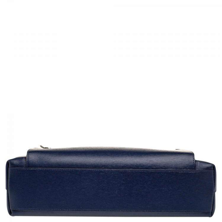Pre Owned Montblanc Blue Leather Large Westside Document Briefcase