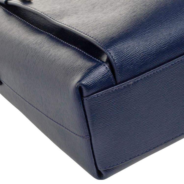 Pre Owned Montblanc Blue Leather Large Westside Document Briefcase