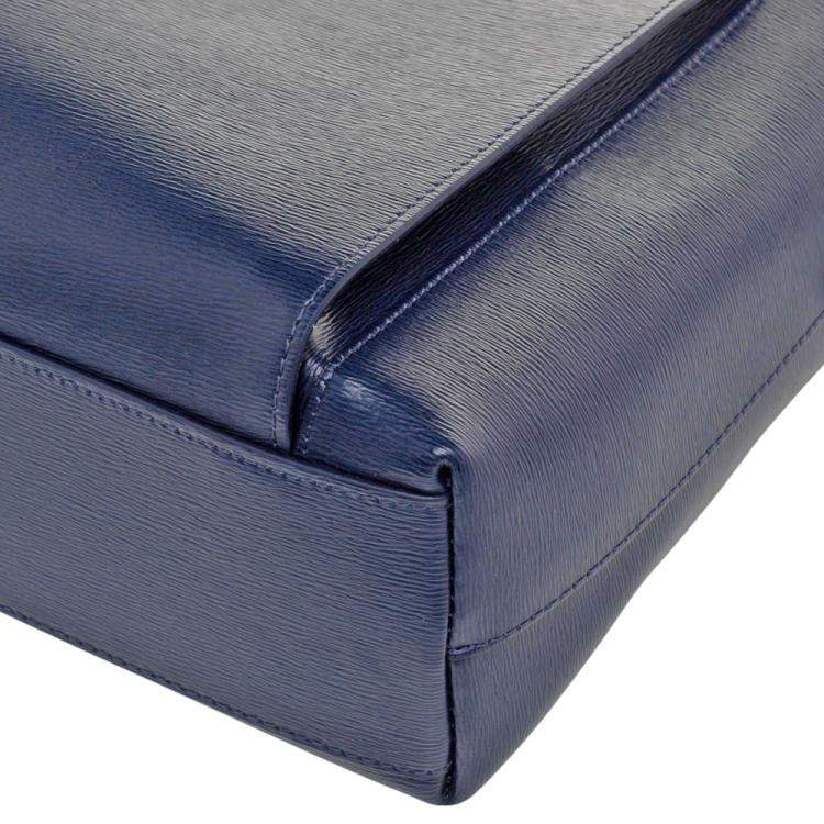 Pre Owned Montblanc Blue Leather Large Westside Document Briefcase