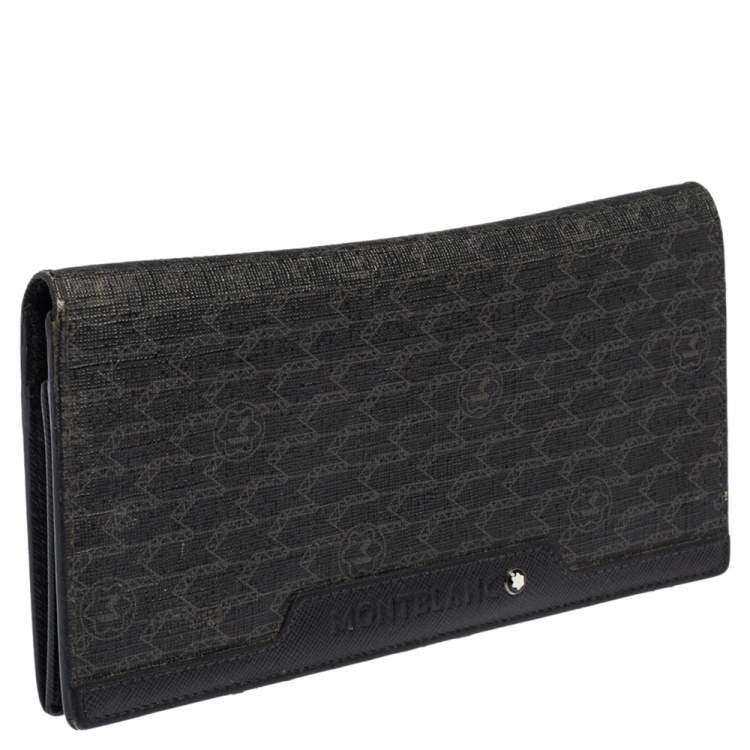 مملوكة مسبقًا Montblanc Black Signature Coated Canvas and Leather 14 CC Continental Wallet
