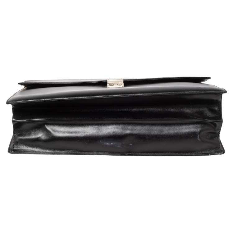 Pre Owned Montblanc Black Leather Meisterstuck Double Gusset Briefcase