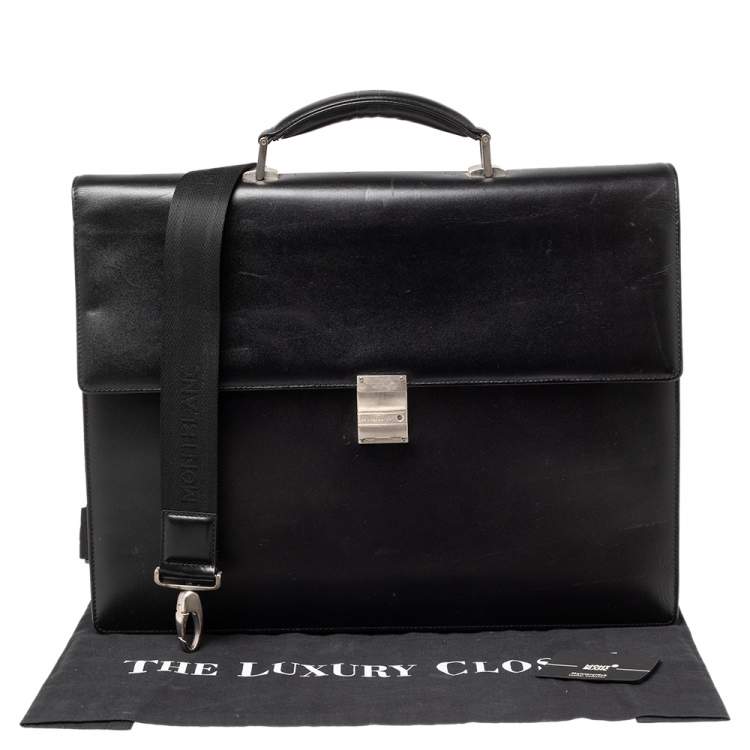 Pre Owned Montblanc Black Leather Meisterstuck Double Gusset Briefcase