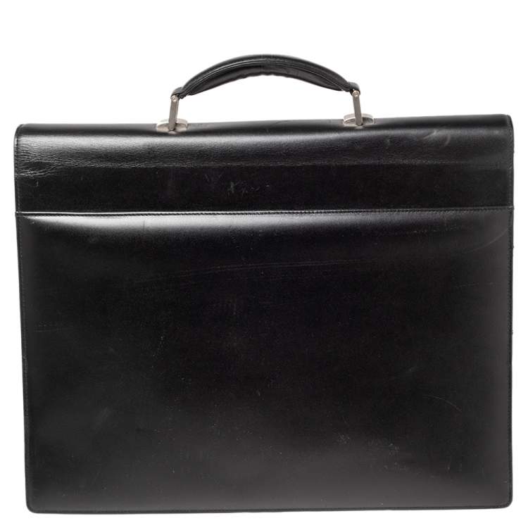 Pre Owned Montblanc Black Leather Meisterstuck Double Gusset Briefcase