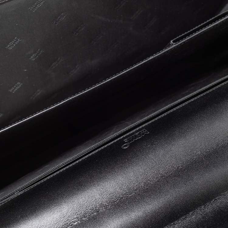 Pre Owned Montblanc Black Leather Meisterstuck Double Gusset Briefcase