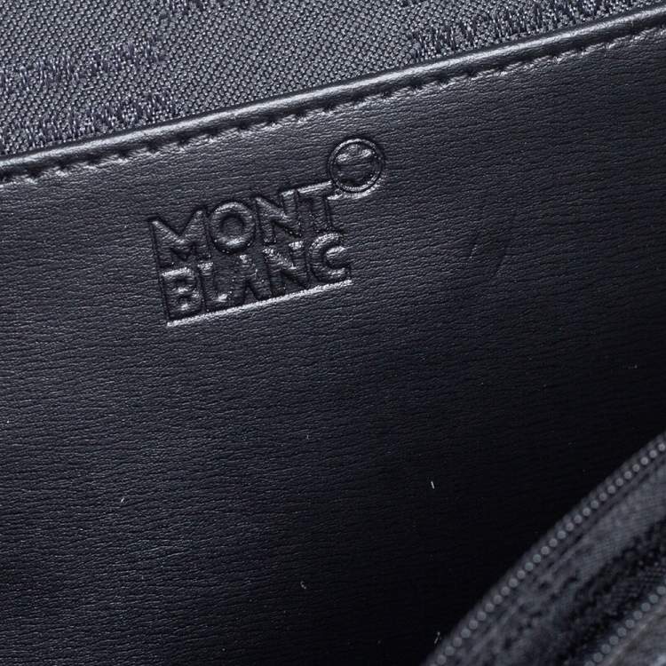 Pre Owned Montblanc Black Fabric And Leather Double Gusset Nightflight Briefcase