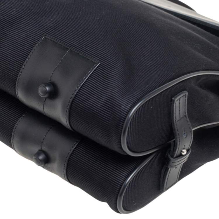 Pre Owned Montblanc Black Fabric And Leather Double Gusset Nightflight Briefcase