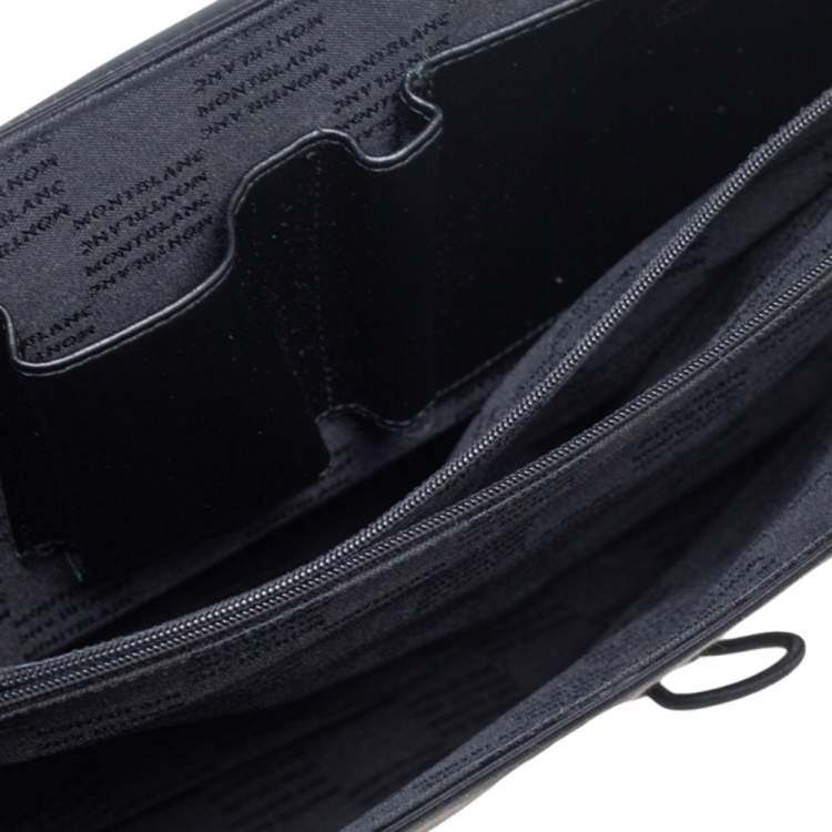 Pre Owned Montblanc Black Fabric And Leather Double Gusset Nightflight Briefcase