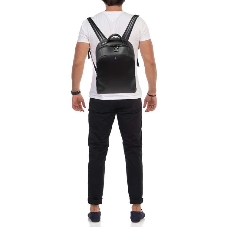 Pre Owned Montblanc Black Textured Leather Extreme 2.0 Small Backpack
