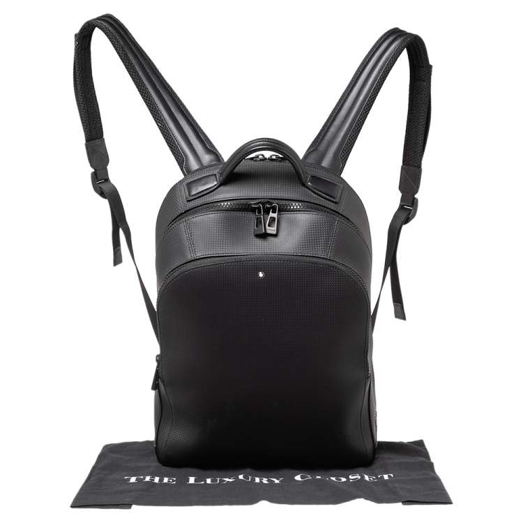 Pre Owned Montblanc Black Textured Leather Extreme 2.0 Small Backpack