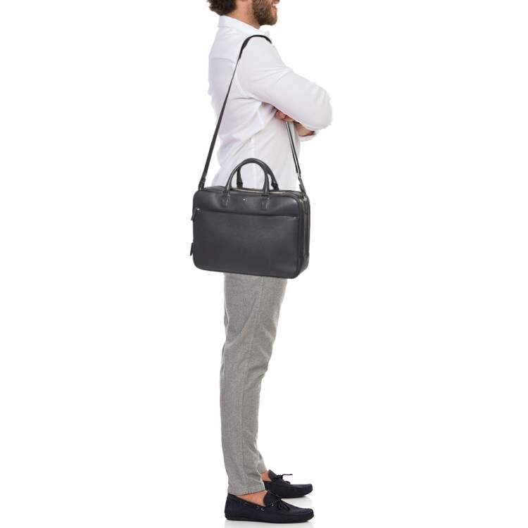 Pre Owned Montblanc Grey Leather Large Sartorial Document Briefcase