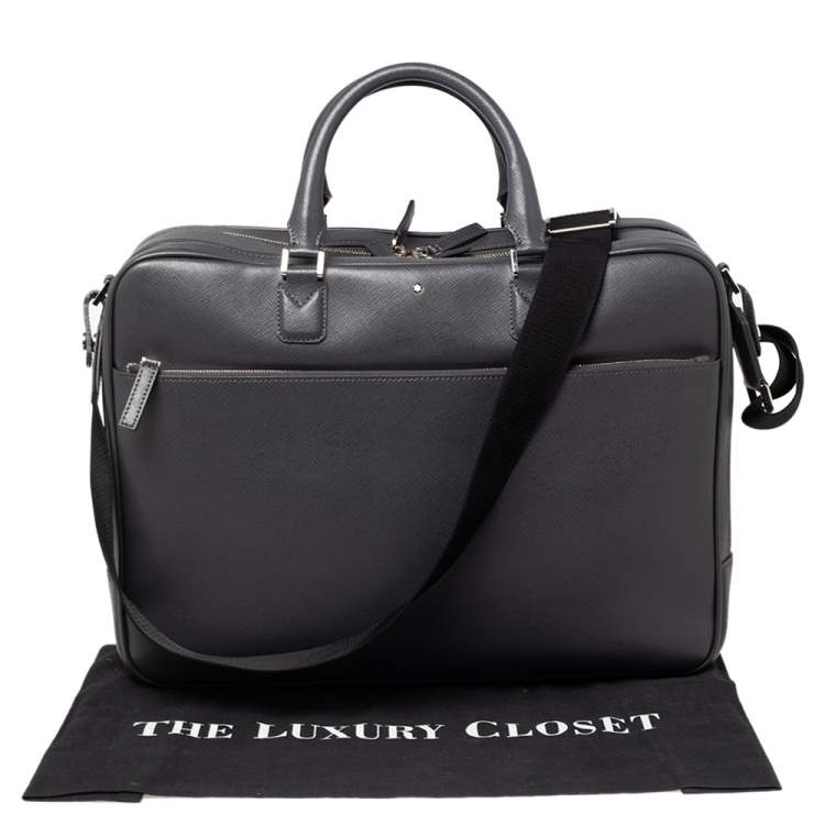Pre Owned Montblanc Grey Leather Large Sartorial Document Briefcase