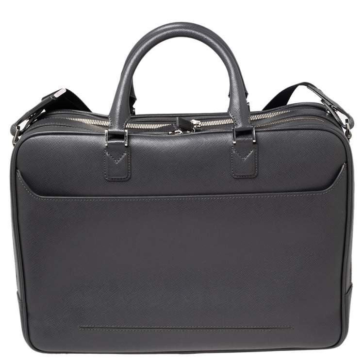 Pre Owned Montblanc Grey Leather Large Sartorial Document Briefcase
