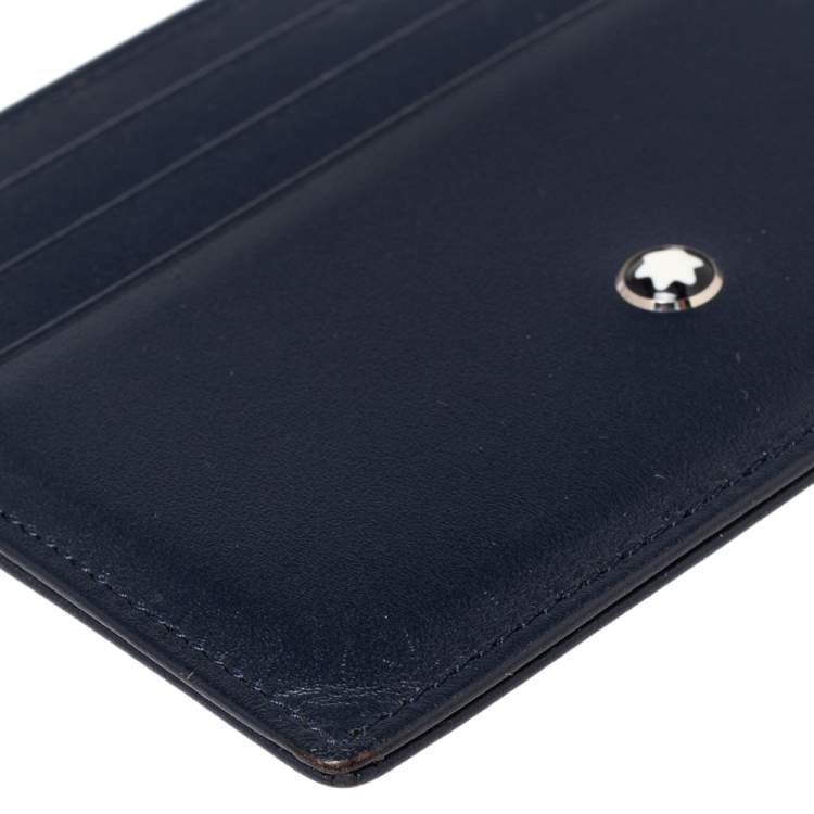 Pre Owned Montblanc Navy Blue Leather Meisterstuck Classic 6CC Card Holder 