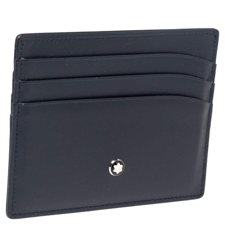 Pre Owned Montblanc Navy Blue Leather Meisterstuck Classic 6CC Card Holder 
