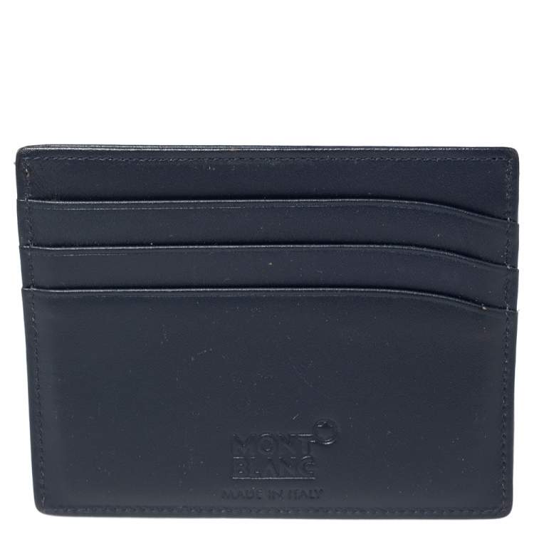 Pre Owned Montblanc Navy Blue Leather Meisterstuck Classic 6CC Card Holder 