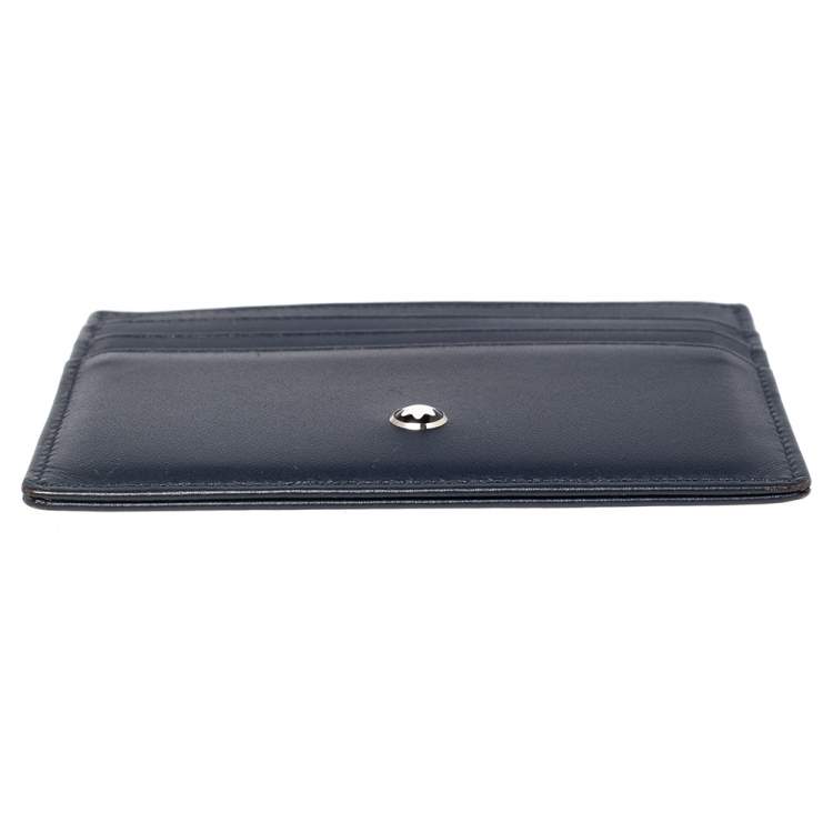 Pre Owned Montblanc Navy Blue Leather Meisterstuck Classic 6CC Card Holder 