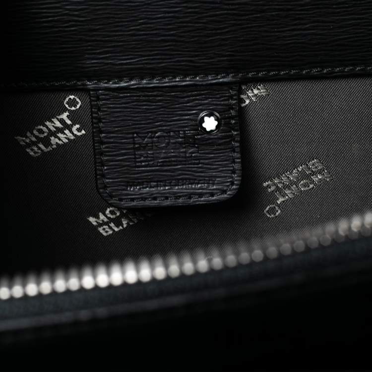 Pre Owned Montblanc Black Leather Westside Triple Gusset Briefcase