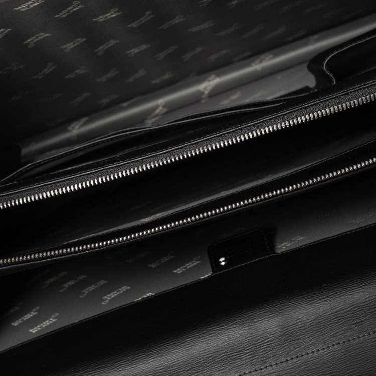 Pre Owned Montblanc Black Leather Westside Triple Gusset Briefcase