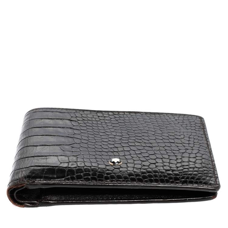 مملوكة مسبقًا Montblanc Black Croc Embossed Leather Meisterstuck Bifold Wallet