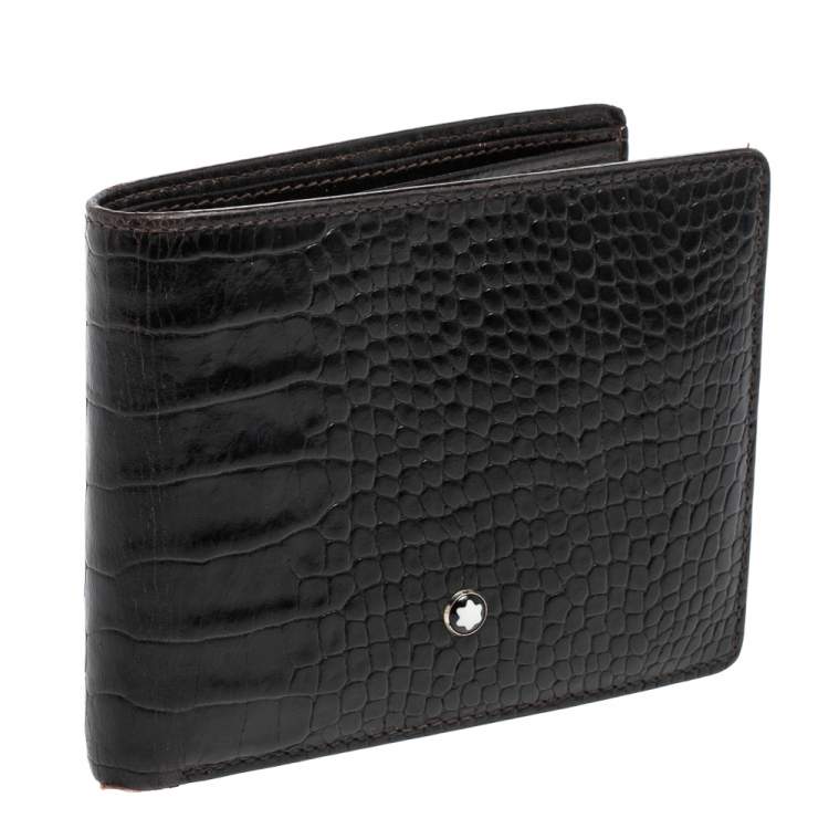 مملوكة مسبقًا Montblanc Black Croc Embossed Leather Meisterstuck Bifold Wallet