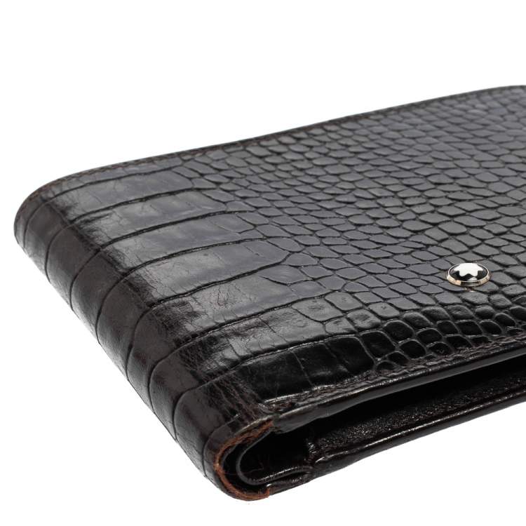 مملوكة مسبقًا Montblanc Black Croc Embossed Leather Meisterstuck Bifold Wallet