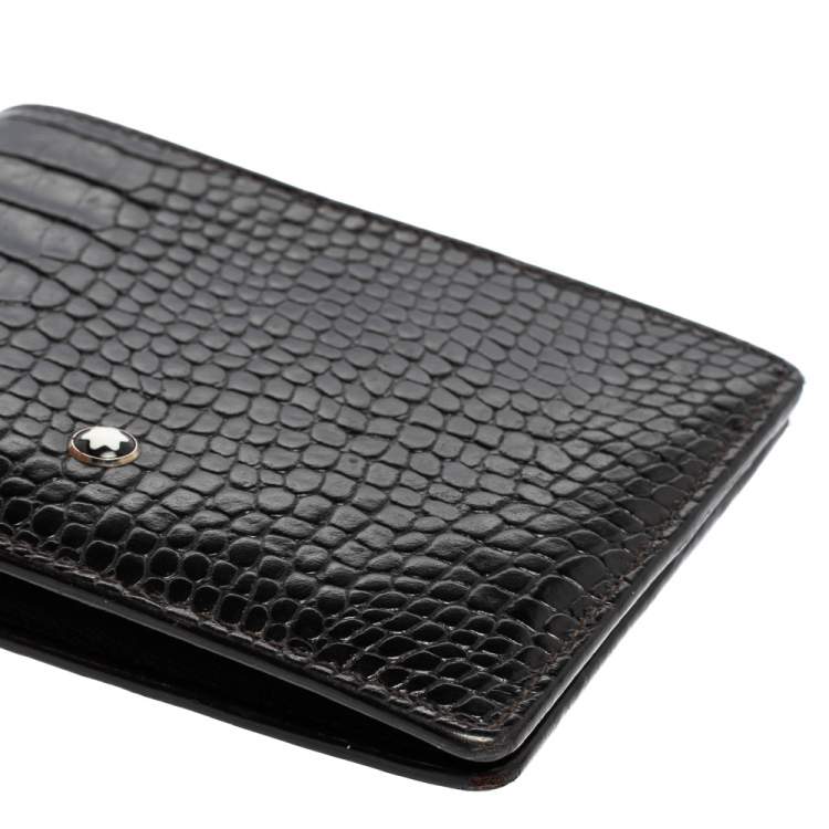 مملوكة مسبقًا Montblanc Black Croc Embossed Leather Meisterstuck Bifold Wallet