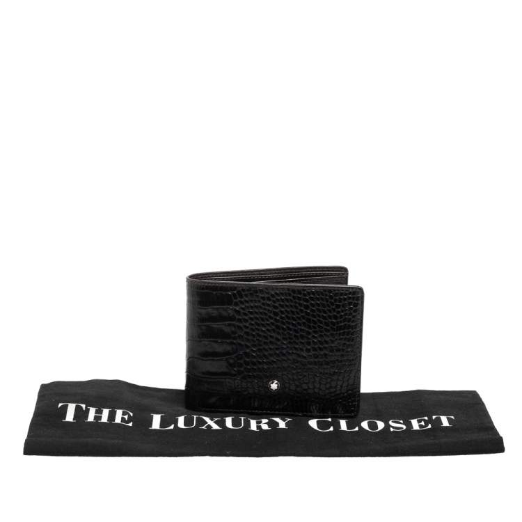 مملوكة مسبقًا Montblanc Black Croc Embossed Leather Meisterstuck Bifold Wallet