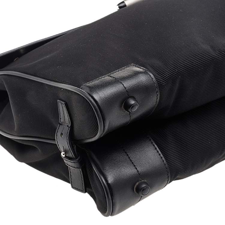 Pre Owned Montblanc Black Leather and Nylon Briefcase