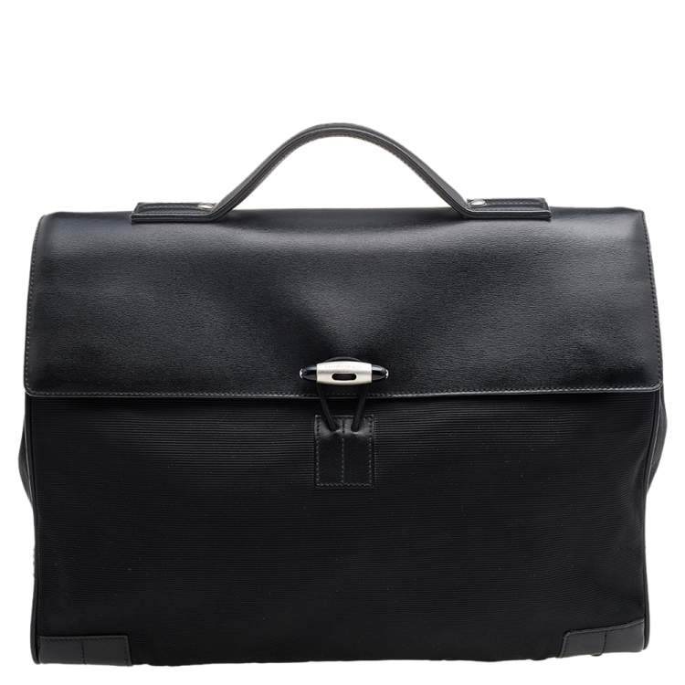 Pre Owned Montblanc Black Leather and Nylon Briefcase