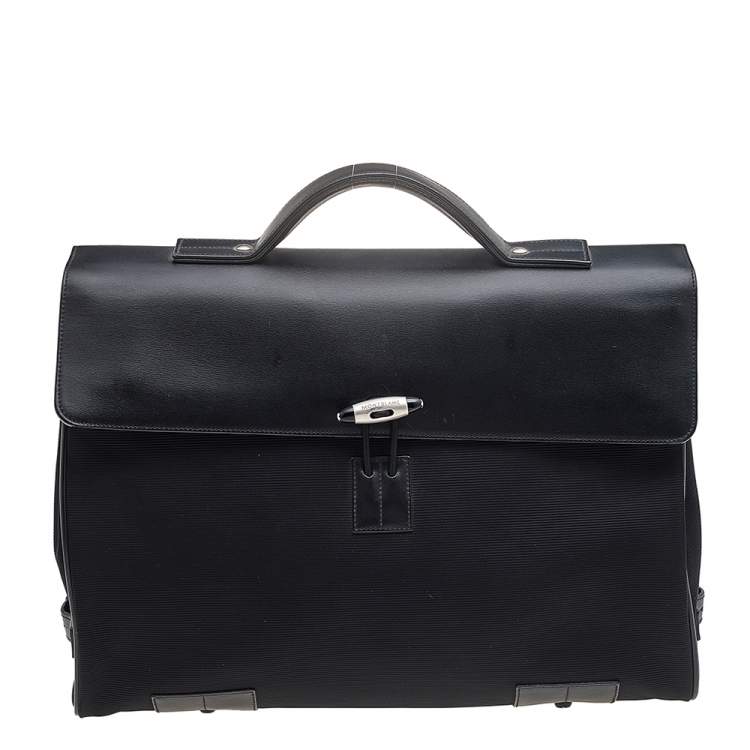 Pre Owned Montblanc Black Leather and Nylon Briefcase