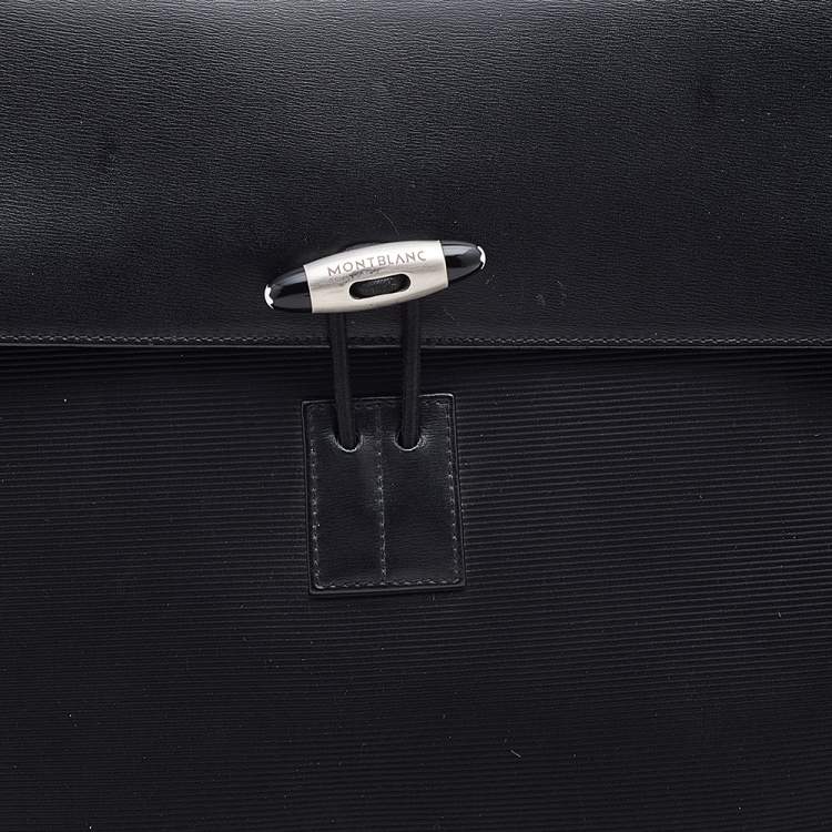 Pre Owned Montblanc Black Leather and Nylon Briefcase