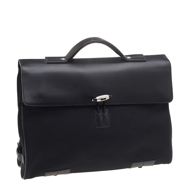 Pre Owned Montblanc Black Leather and Nylon Briefcase
