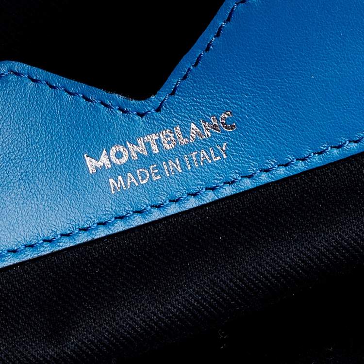Pre Owned Montblanc Blue Leather Meisterstuck Urban Laptop Bag