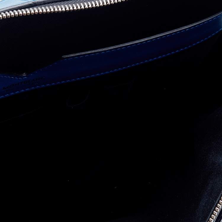 Pre Owned Montblanc Blue Leather Meisterstuck Urban Laptop Bag