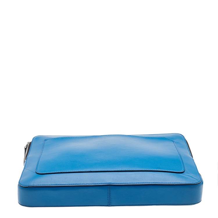 Pre Owned Montblanc Blue Leather Meisterstuck Urban Laptop Bag