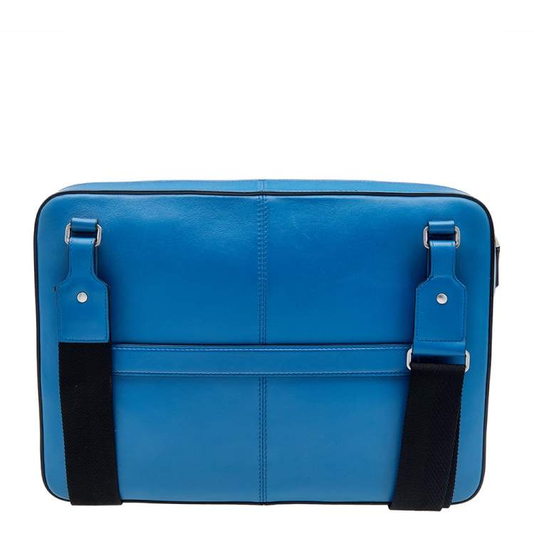 Pre Owned Montblanc Blue Leather Meisterstuck Urban Laptop Bag