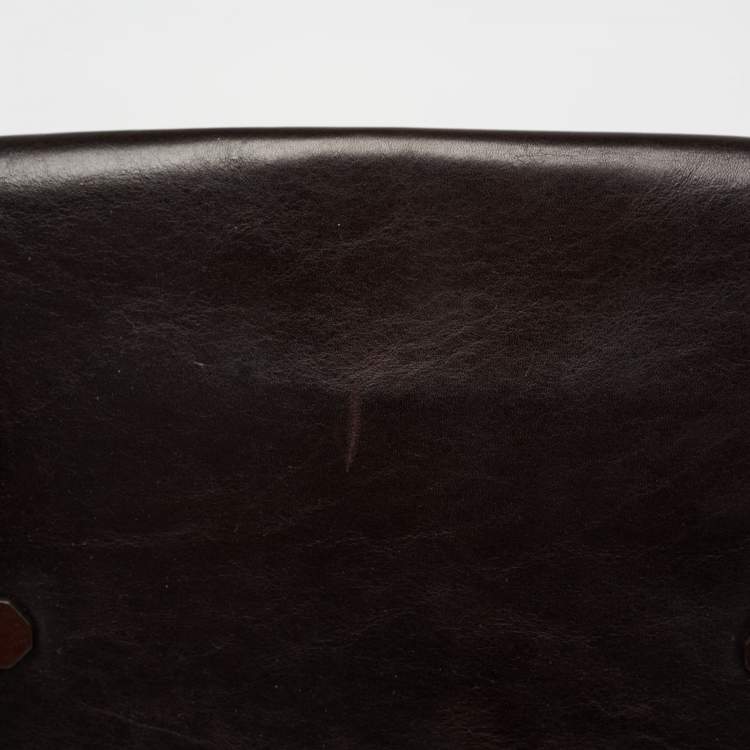 Pre Owned Montblanc Dark Brown Leather Flap Document Briefcase