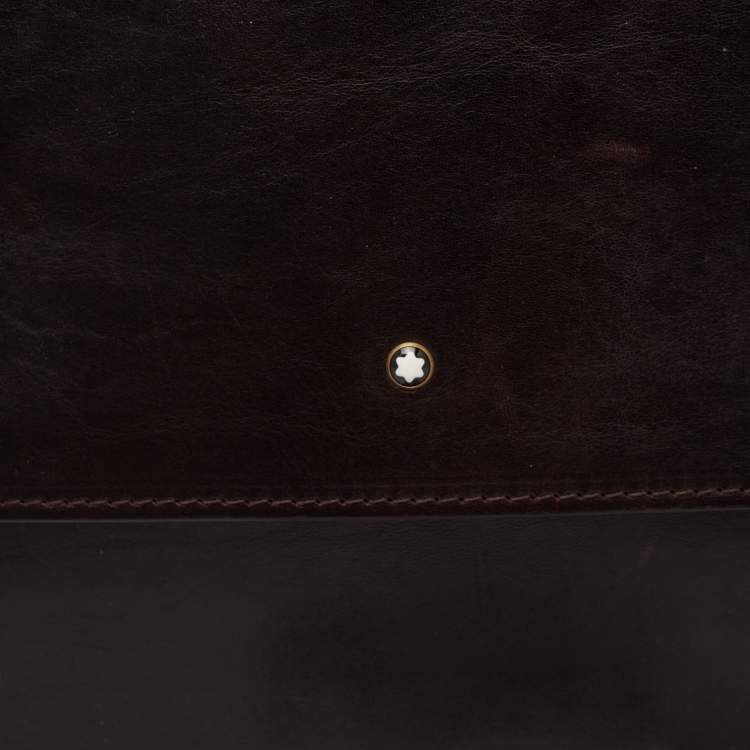 Pre Owned Montblanc Dark Brown Leather Flap Document Briefcase